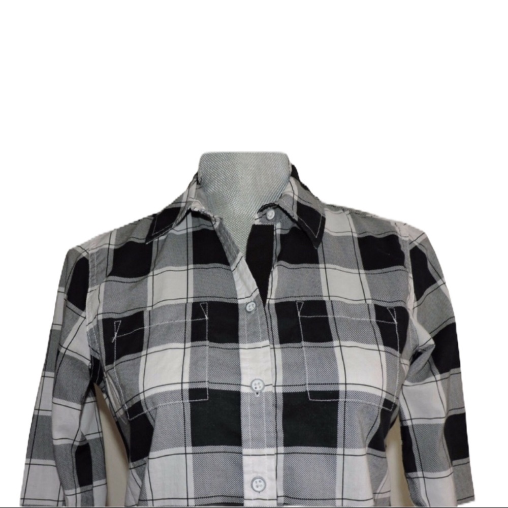 Foxcroft Button Down Shirt Buffalo Check Plaid 2P - Picture 3 of 6